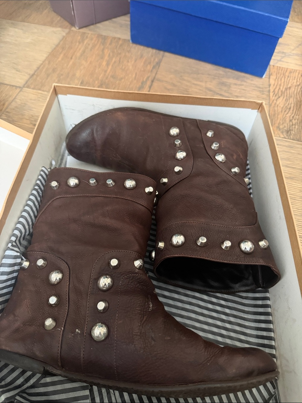 Brown Combat Moto Boots - Women's